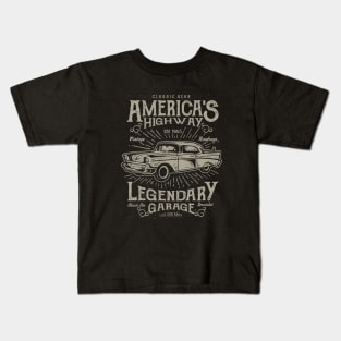 Cars Classic Cars Retro Highway Vintage Distressed Car Kids T-Shirt